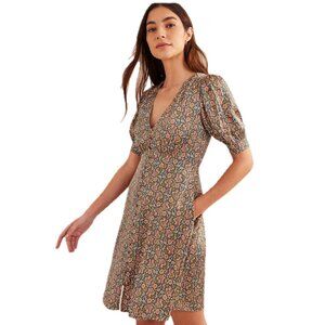 Boden Satin Tea Dress Nightshadow, Block Paisley 4 NWT